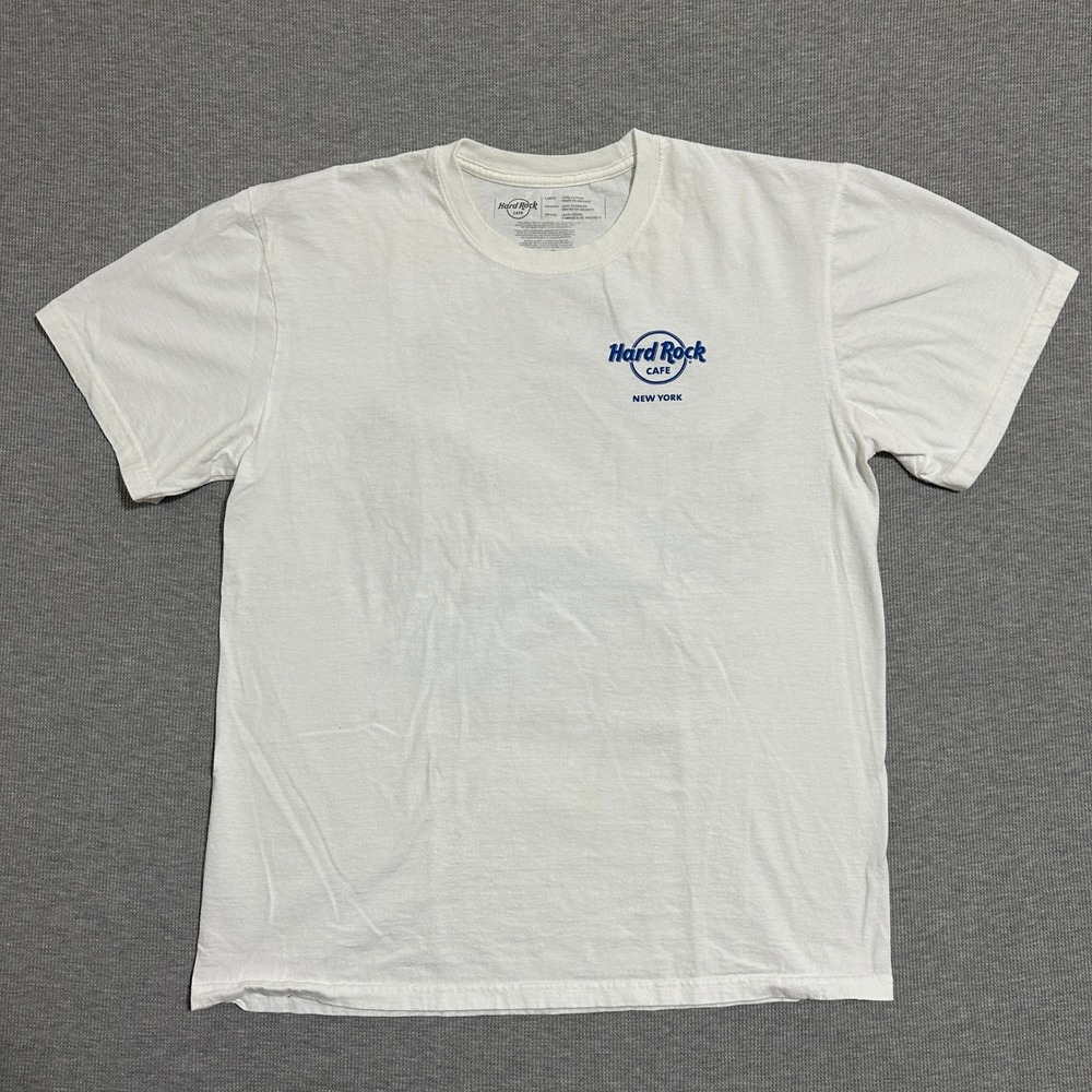 Hard Rock Cafe New York White Graphic T-Shirt Short Sleeve Cotton NYC Mens Large